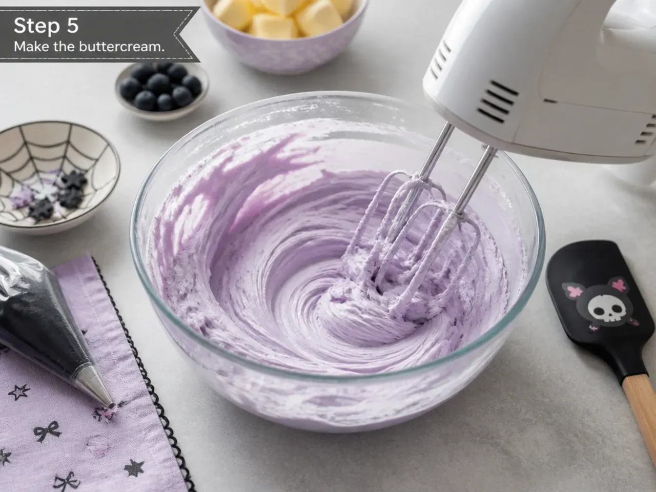 kuromi birthday cake — step 5: make the buttercream