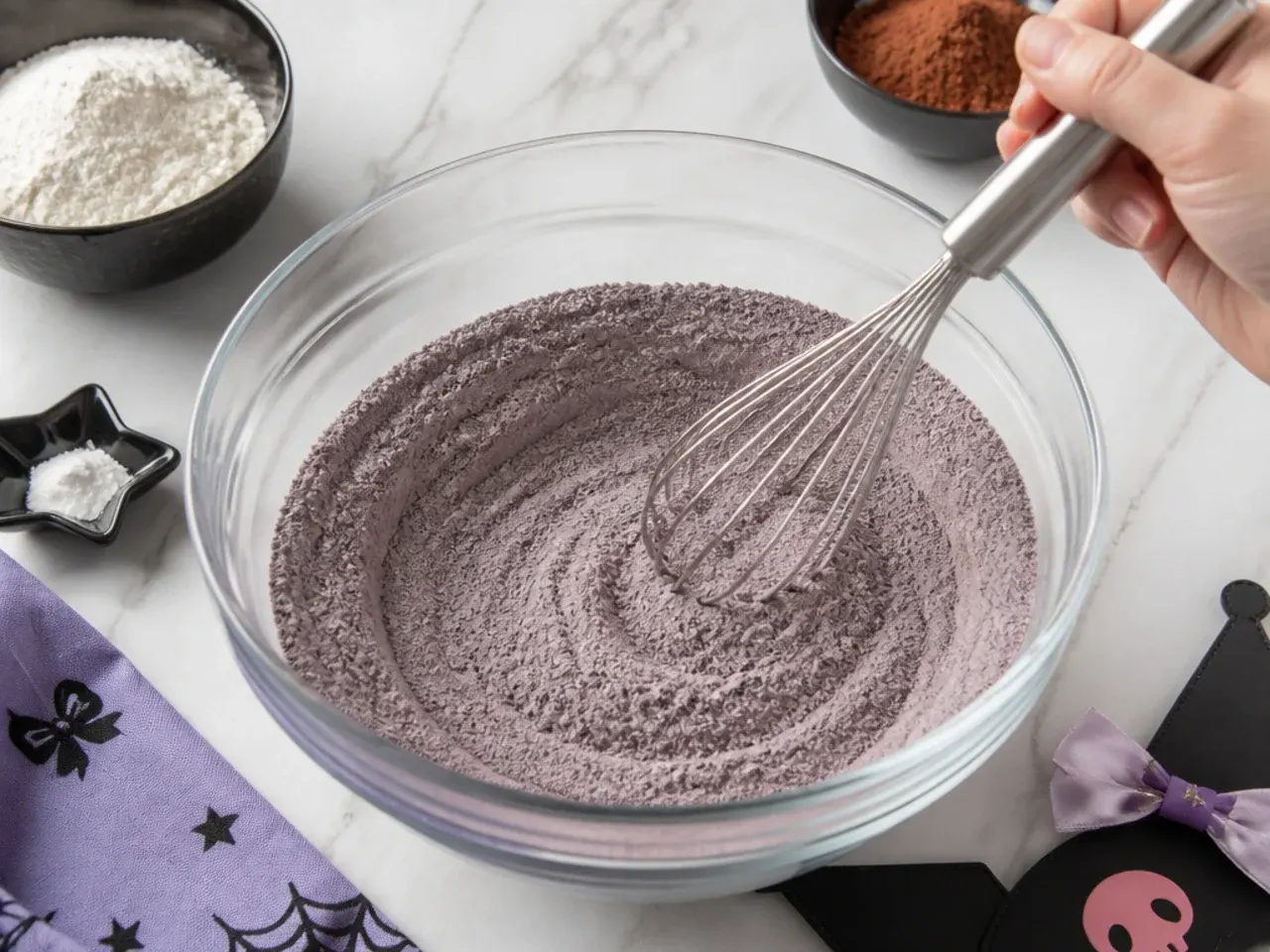 kuromi cake designs — step 2: combine the dry ingredients
