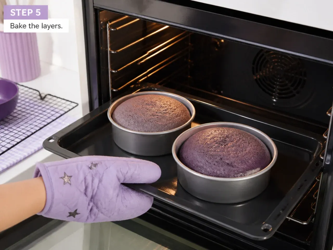 kuromi cake designs — step 5: bake the layers