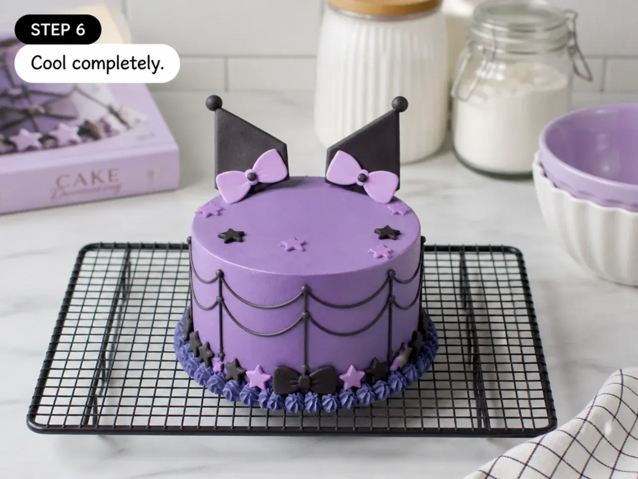 kuromi cake designs — step 6: cool completely