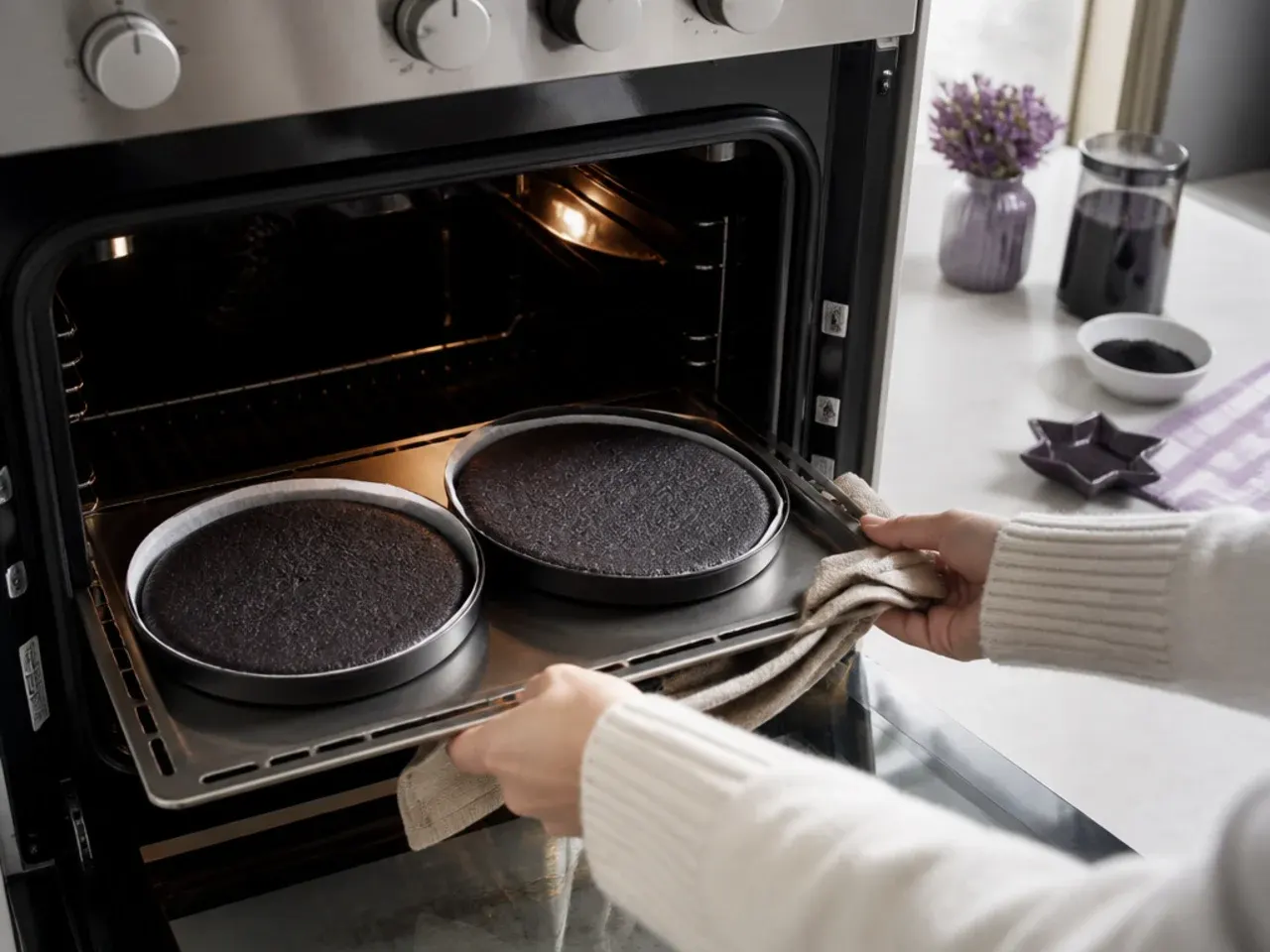kuromi cake ideas — step 5: bake the layers