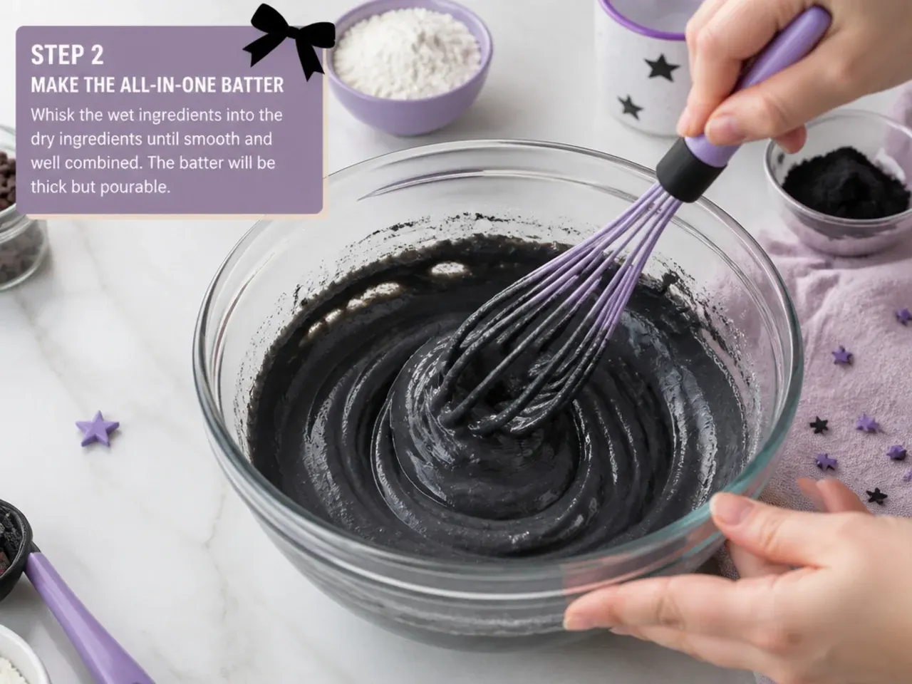 kuromi cake topper — step 2: make the all-in-one batter