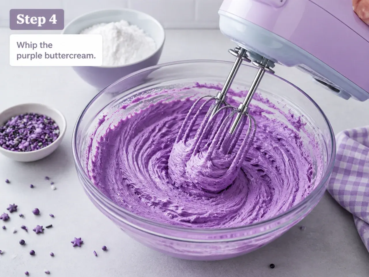 kuromi cake topper — step 4: whip the purple buttercream