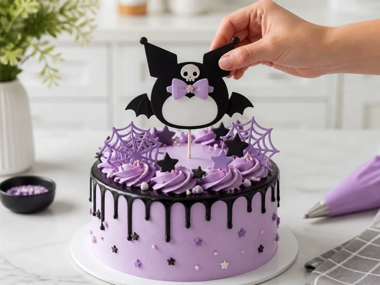 kuromi cake topper — step 7: add your topper