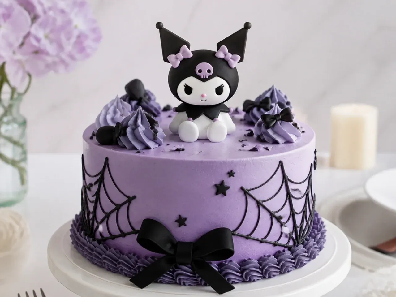 Official licensed figurine used as a Kuromi cake topper with food-safe base