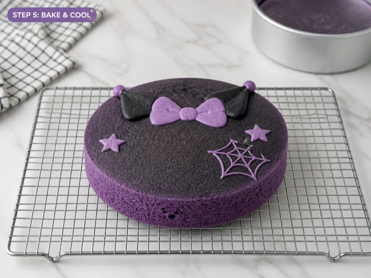 kuromi cake vs bakery — step 5: bake and cool