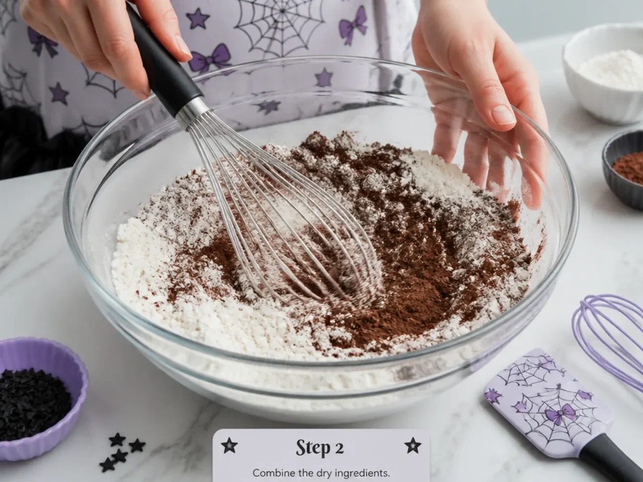 kuromi smash cake — step 2: combine the dry ingredients