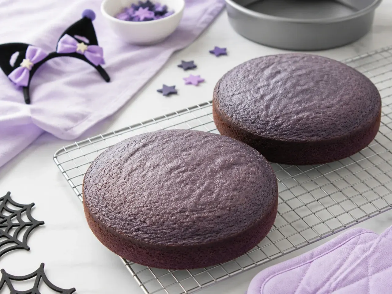 kuromi smash cake — step 6: bake the layers