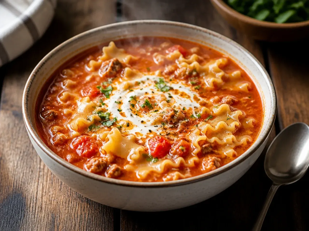 Hands breaking dried lasagna noodles into small pieces over a wooden board