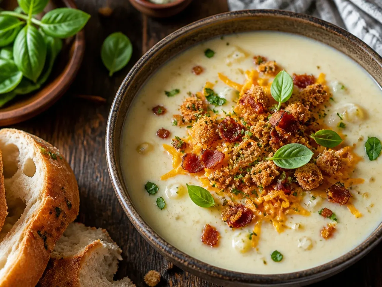 Restaurant-style thick and creamy loaded potato soup