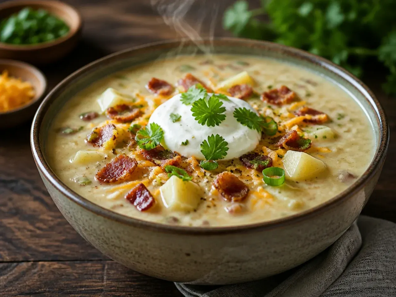 One-pot loaded potato soup made entirely in a single pot
