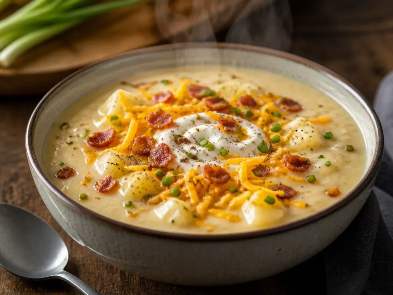 Smoky bacon and gouda potato soup with smoked paprika