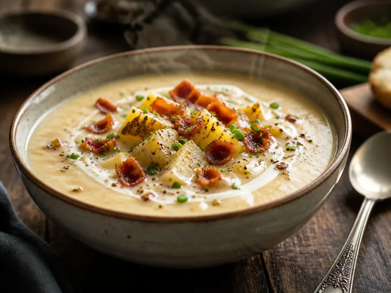 Budget pantry potato soup made with store-cupboard staples