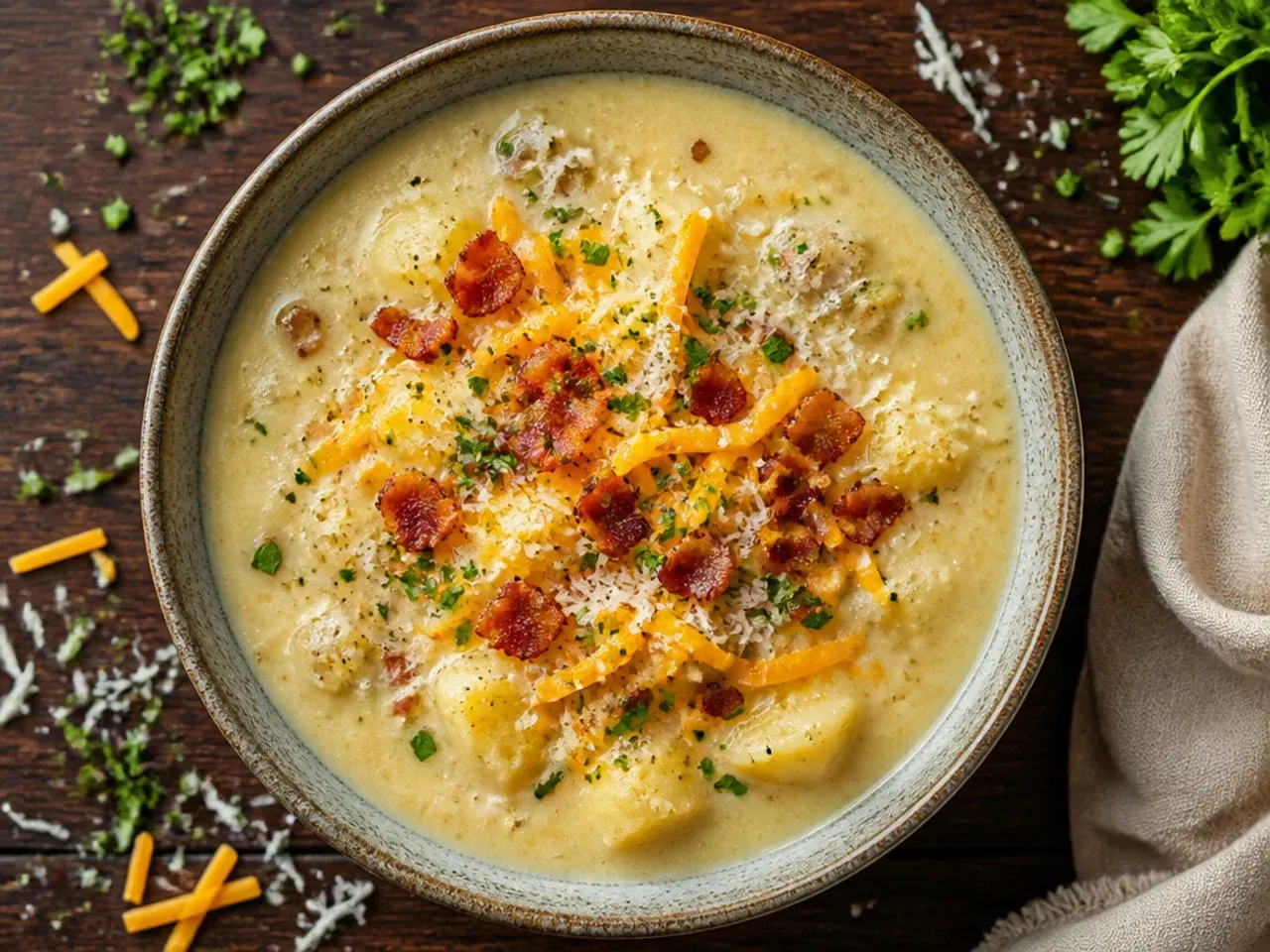 Freezer bags of potato soup base ready for weeknight dinners