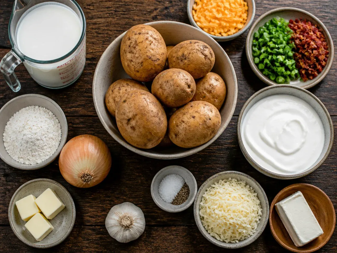 Close-up of the technique for smooth loaded potato soup