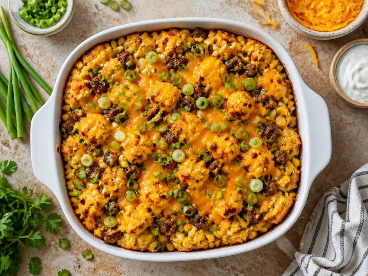 A budget-friendly loaded cornbread casserole made mainly with beans, corn and a single cheese