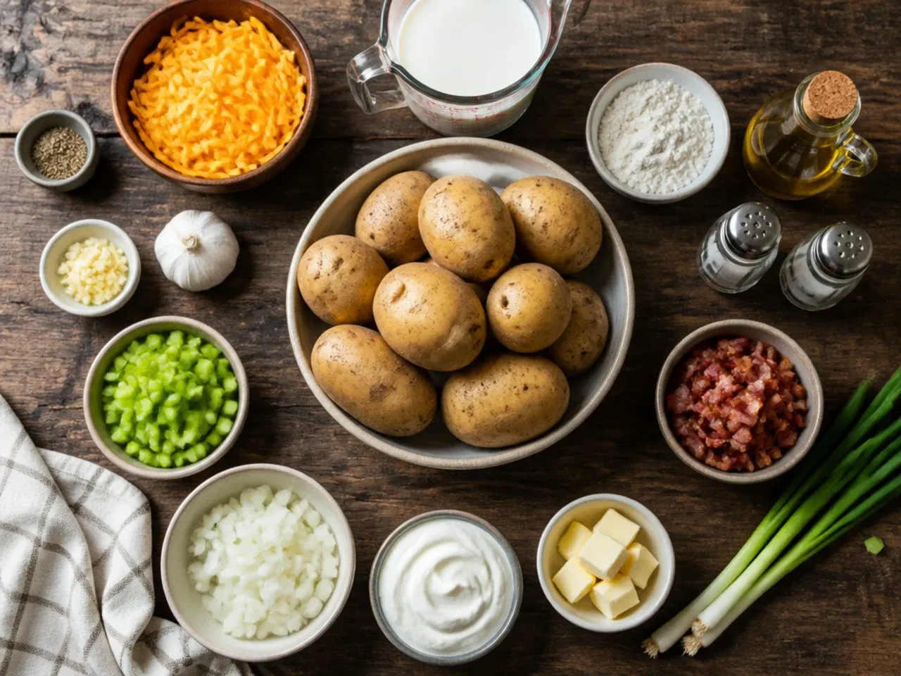 Hands mashing potatoes in a pot of soup with a potato masher