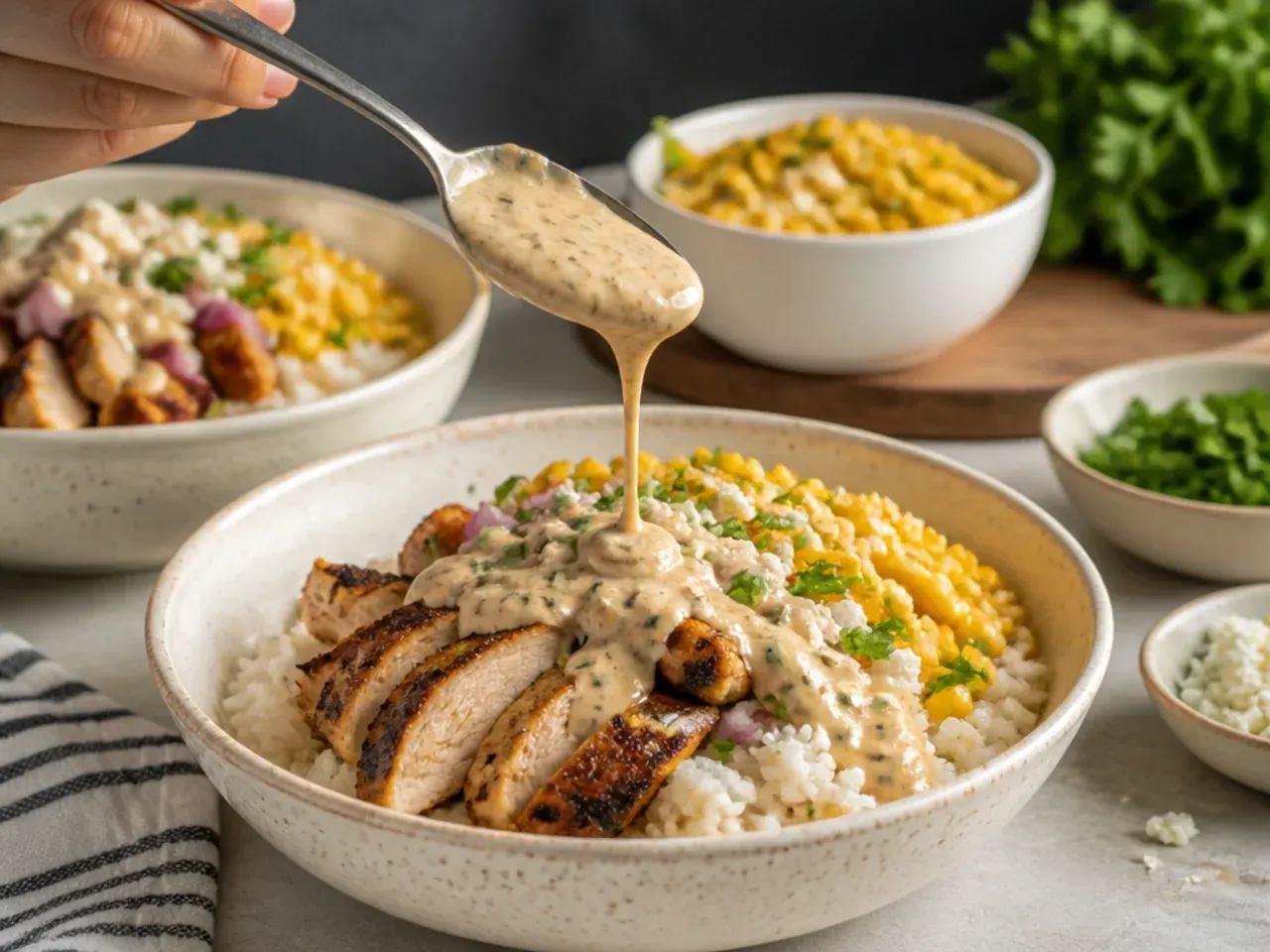 loaded street corn chicken rice bowl recipe step 7