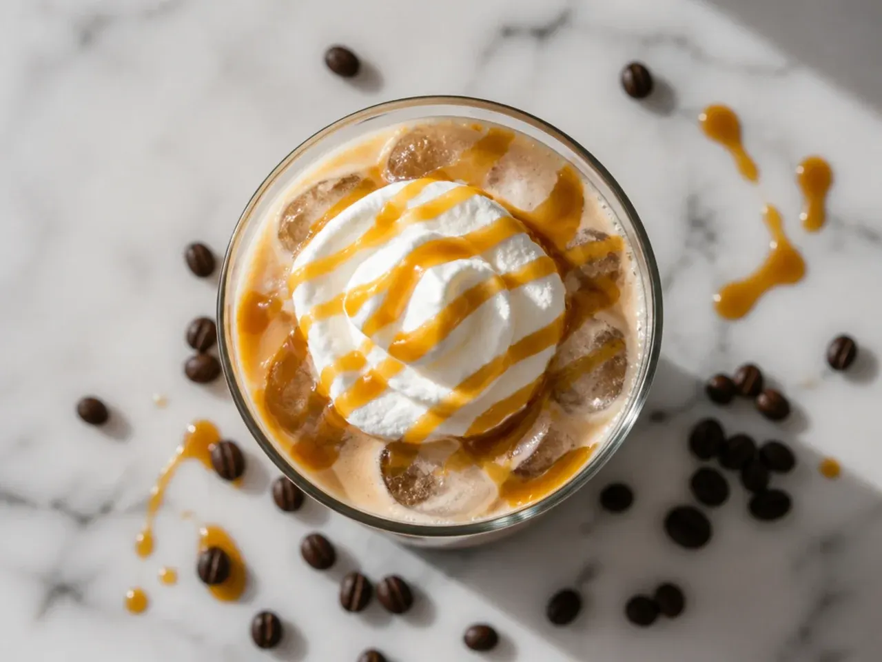 Simple iced coffee in a glass with a splash of creamer swirling in