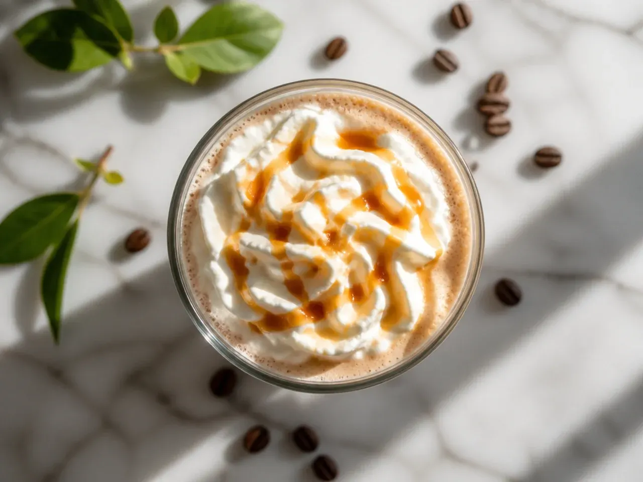 Hot skinny latte in a white mug with a thin layer of foam on top