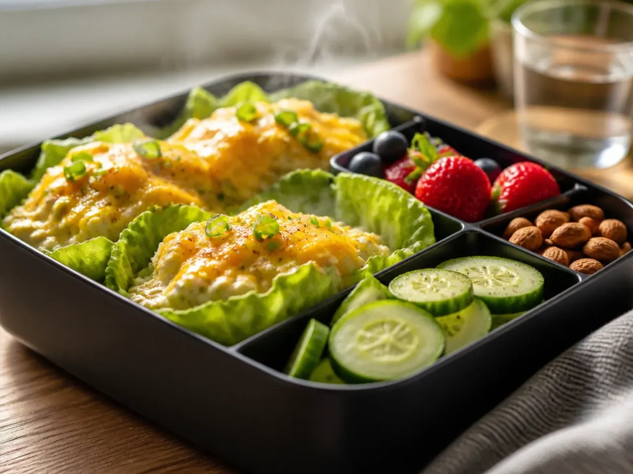 Creamy egg salad served in crisp lettuce cups with crackers