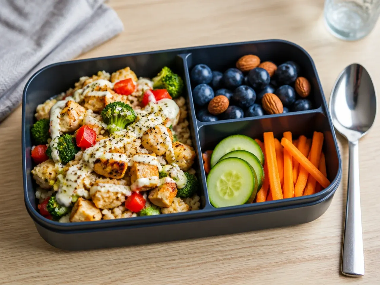 Wholesome chicken, brown rice and roasted sweet potato power bowl