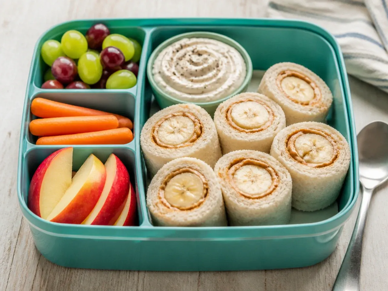 Classic peanut butter and banana roll-ups sliced into pinwheels