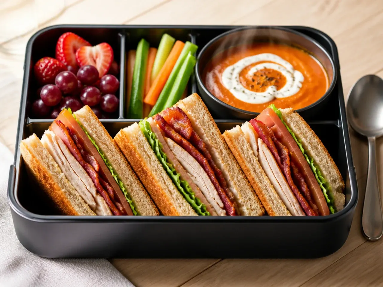 Triple decker club sandwich cut into quarters with cocktail sticks