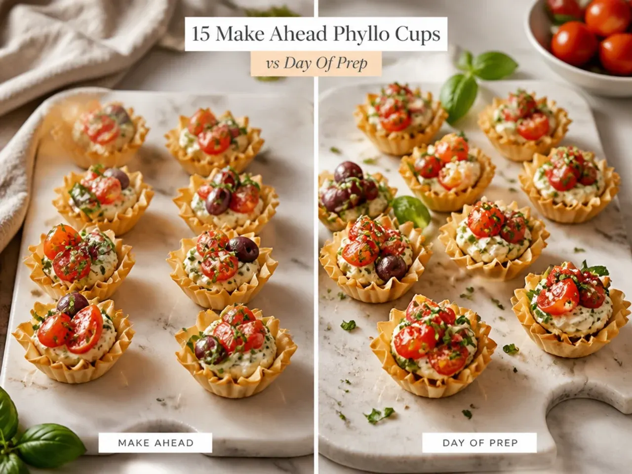Empty filo pastry box next to a tray of golden baked mini phyllo shells showing cost comparison