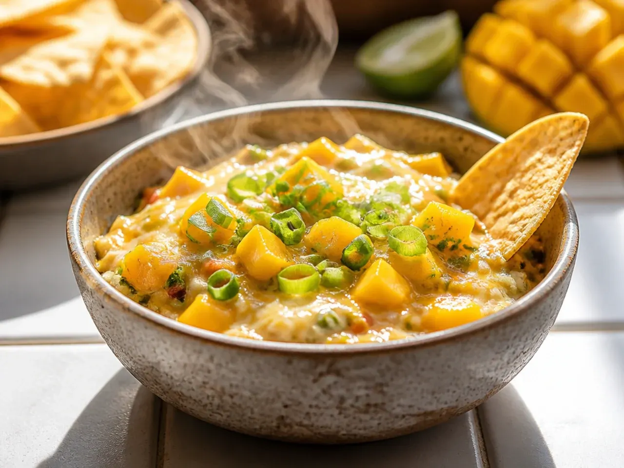 Mild family-friendly mango salsa with diced bell pepper instead of chilli