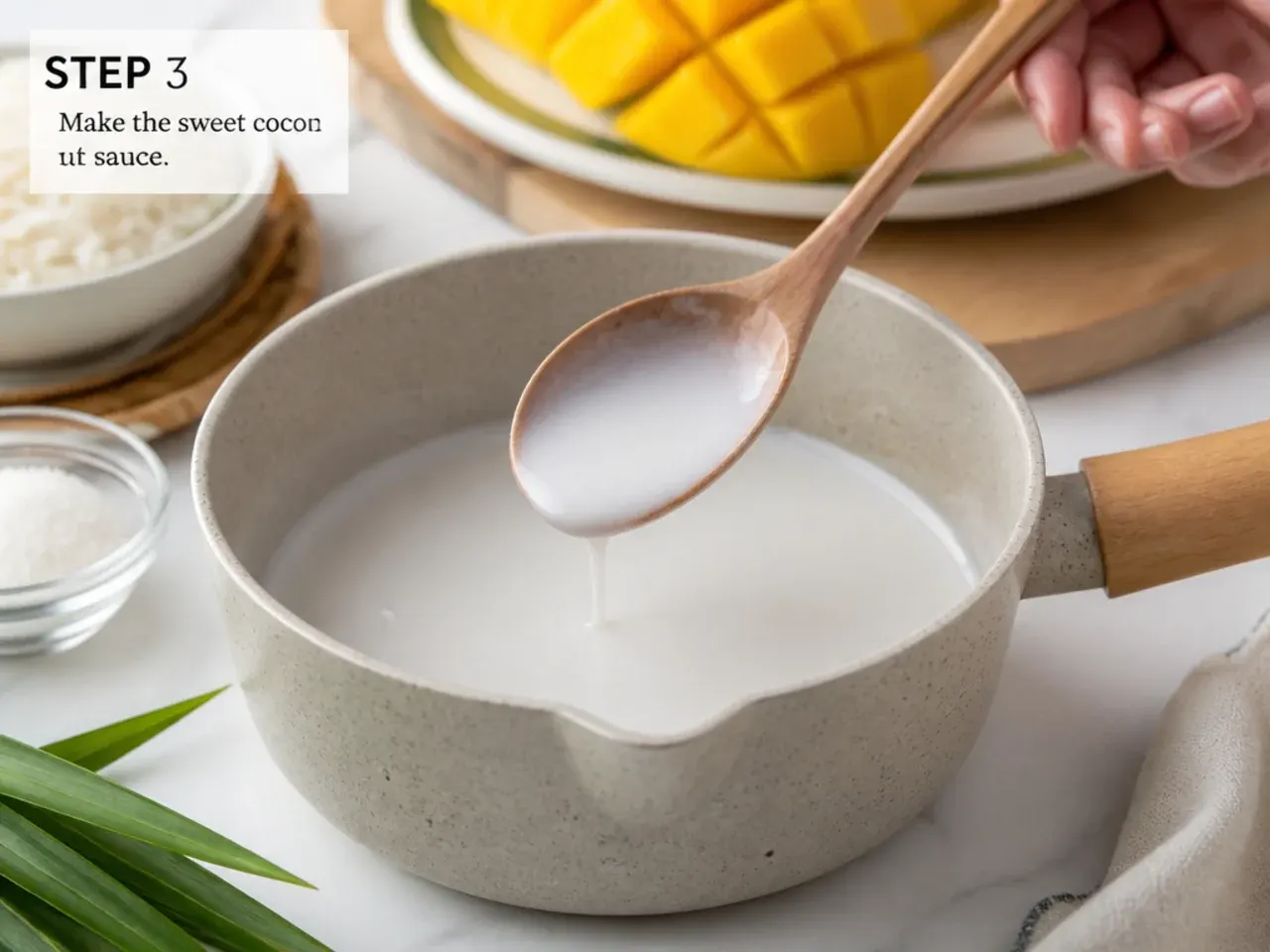 mango sticky rice dessert — step 3: make the sweet coconut sauce