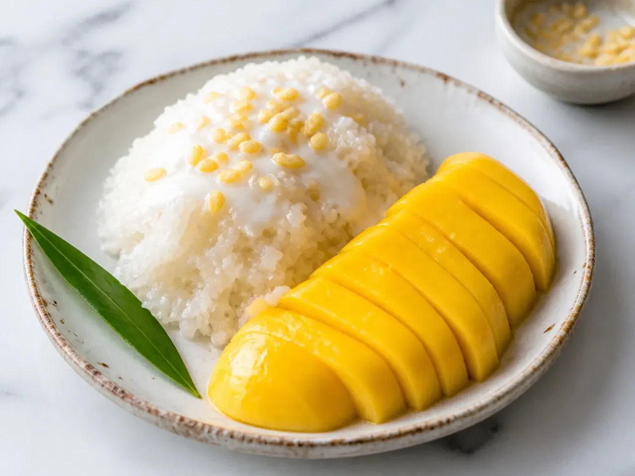 Easy microwave mango sticky rice dessert made without a steamer