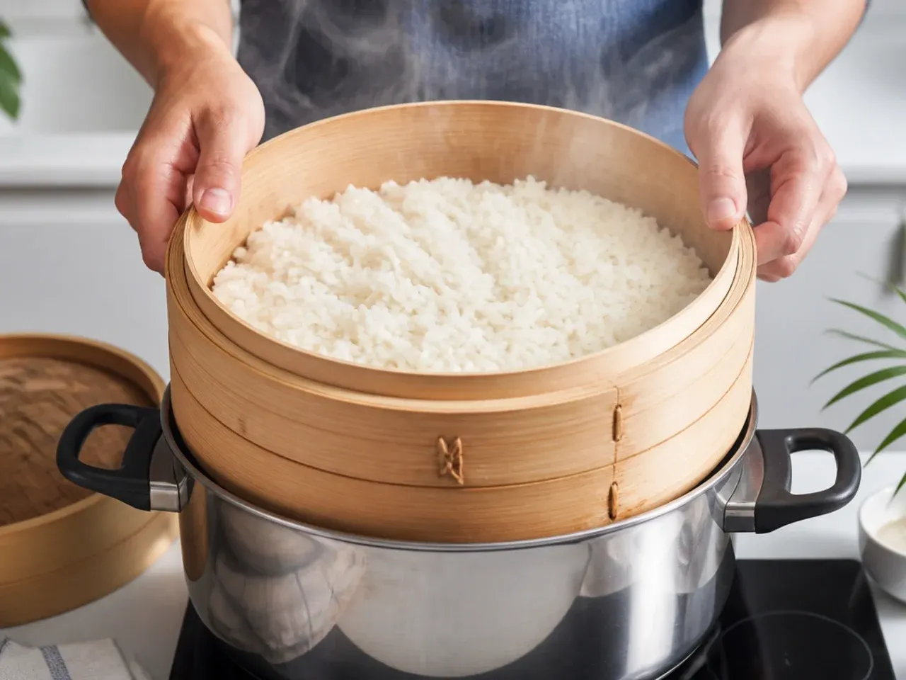 mango sticky rice for parties — step 2: steam the rice
