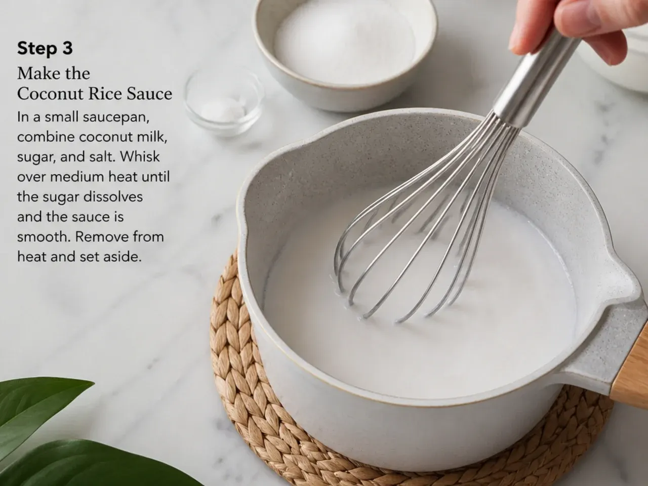 mango sticky rice for parties — step 3: make the coconut rice sauce