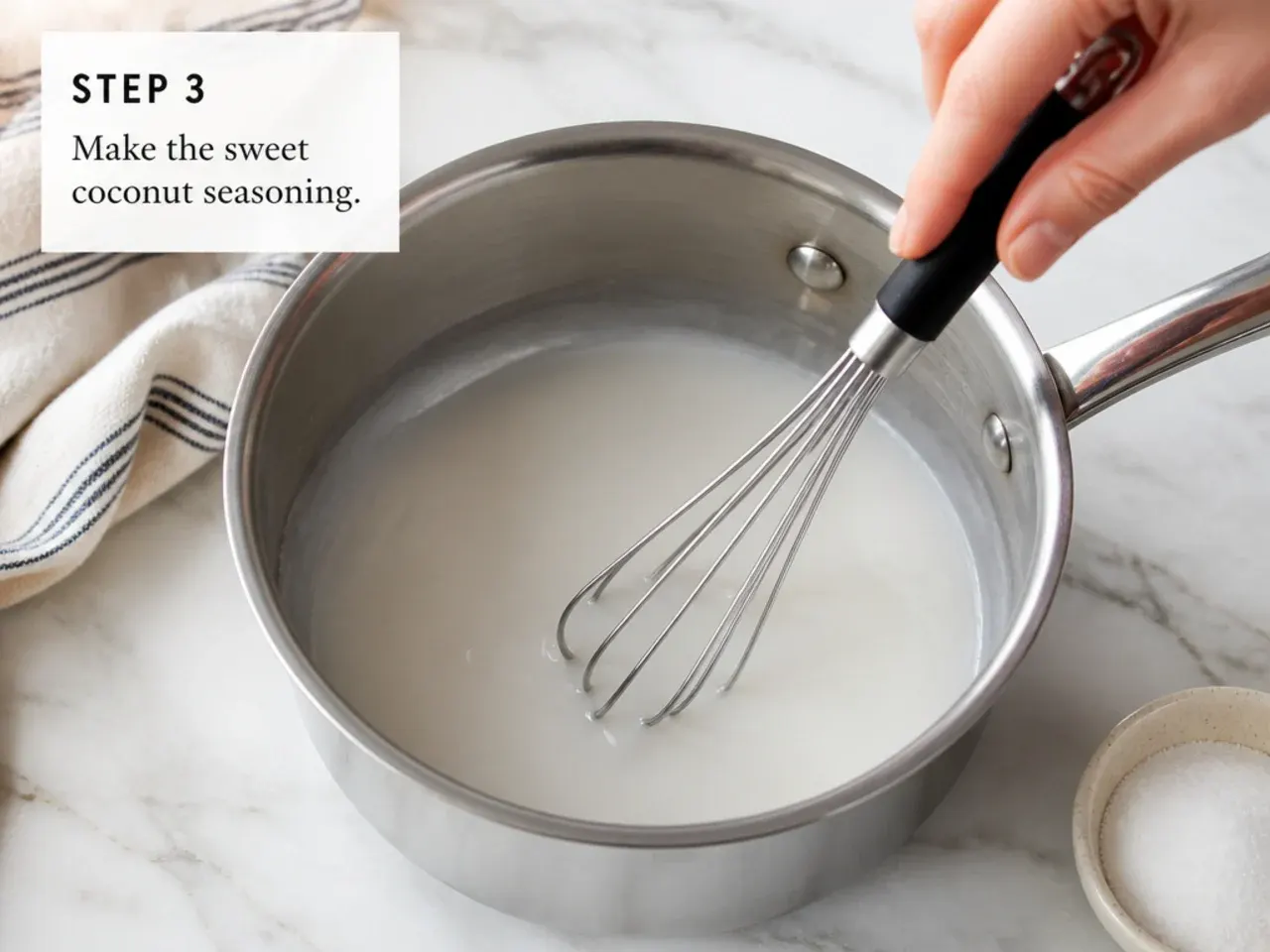 mango sticky rice recipe — step 3: make the sweet coconut seasoning
