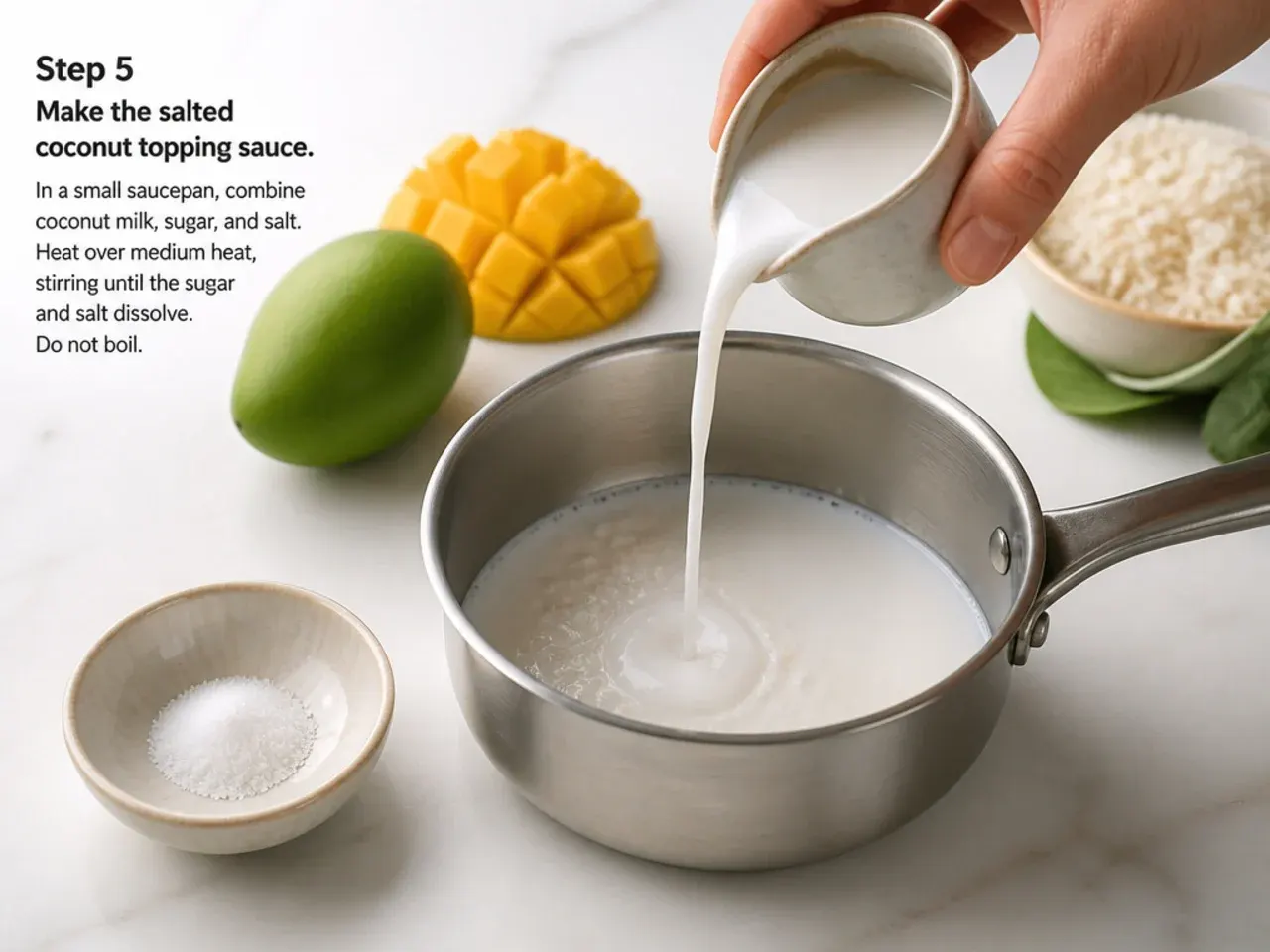mango sticky rice recipe — step 5: make the salted coconut topping sauce