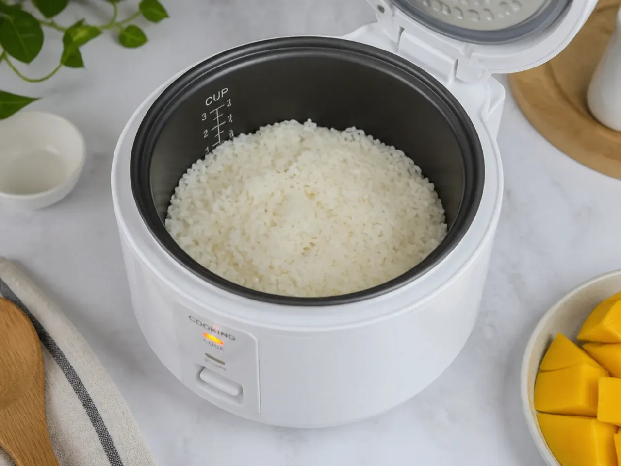 mango sticky rice rice cooker — step 2: cook the rice in the rice cooker