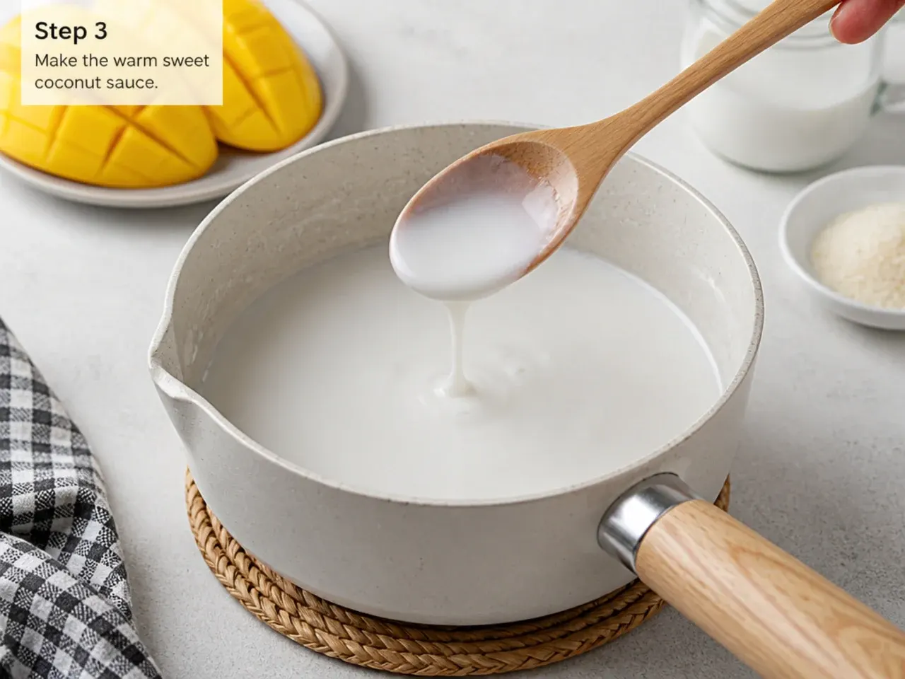 mango sticky rice rice cooker — step 3: make the warm sweet coconut sauce