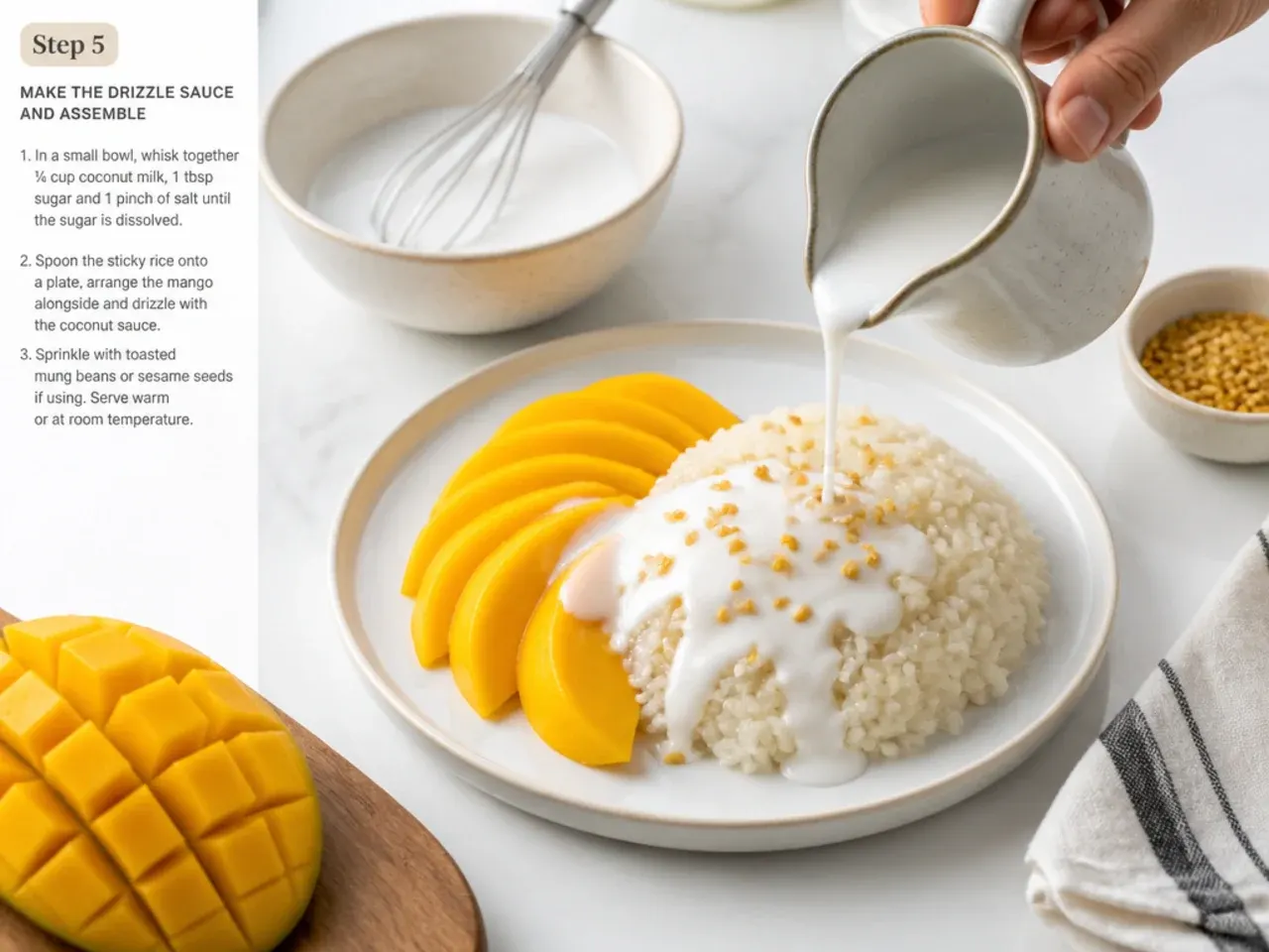 mango sticky rice rice cooker — step 5: make the drizzle sauce and assemble