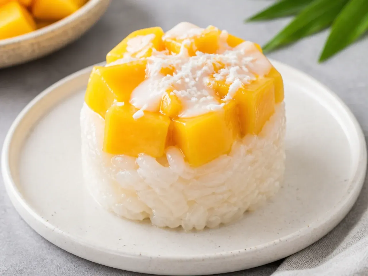 Minimal two-ingredient mango coconut sticky rice cups