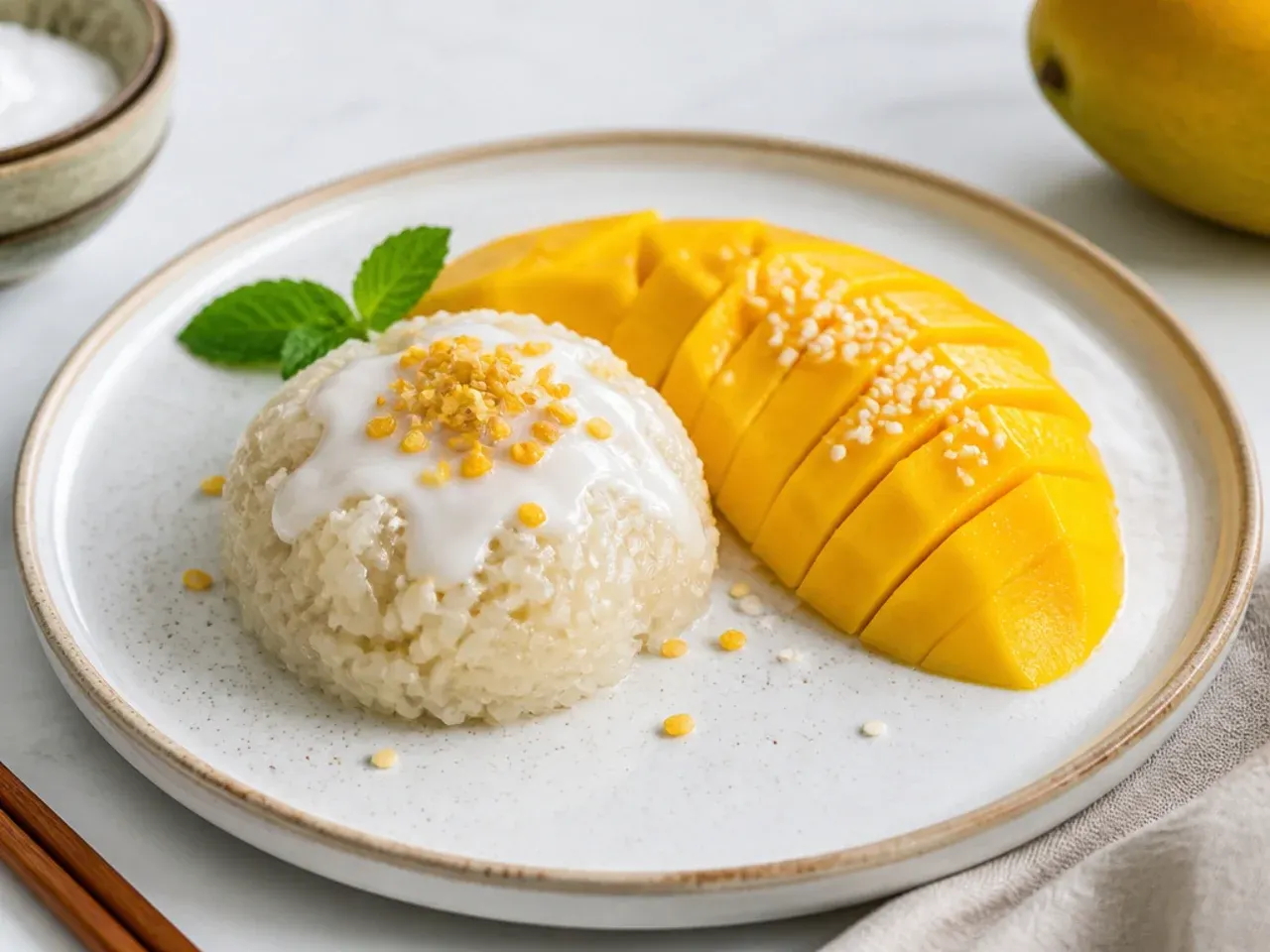 Pro tips for perfect chewy mango sticky rice with coconut sauce