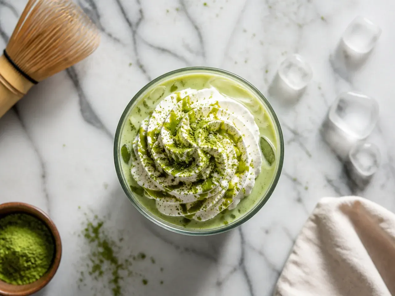 Simple three-ingredient iced matcha milk in a mason jar with a straw