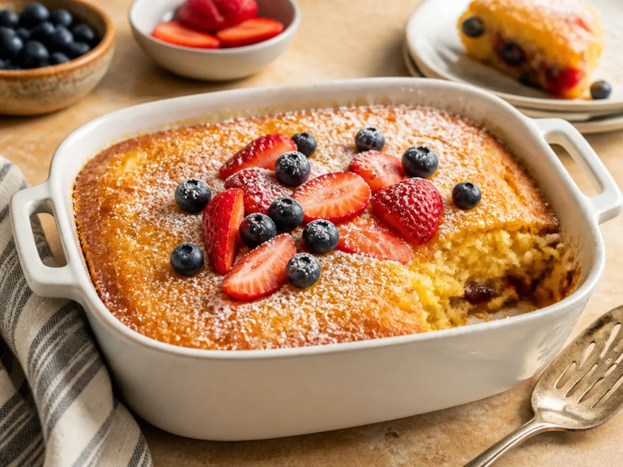 Simple plain cornbread topping over a Tex-Mex beef filling