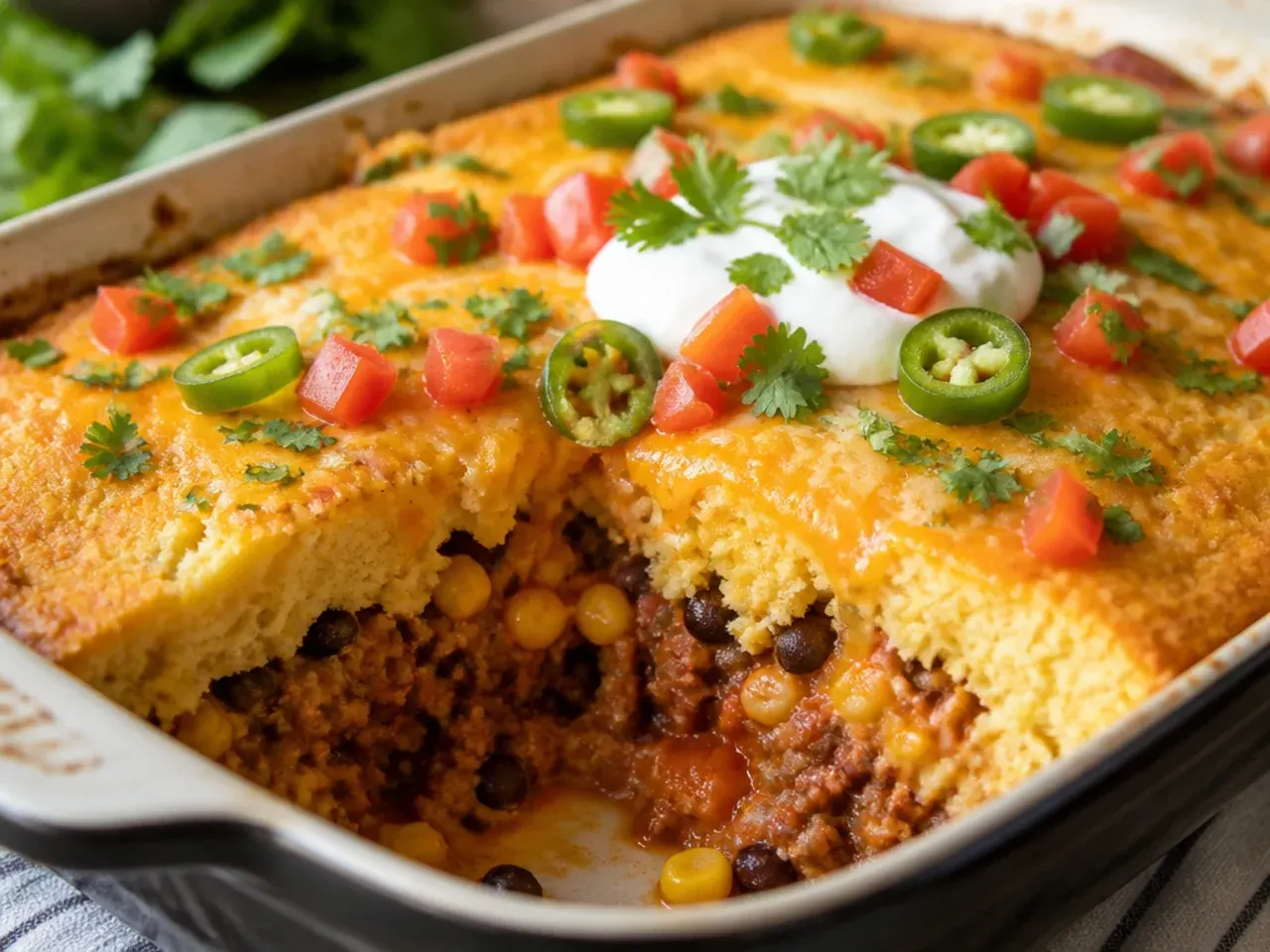 Overhead shot of mexican cornbread casserole ingredients laid out on a kitchen counter