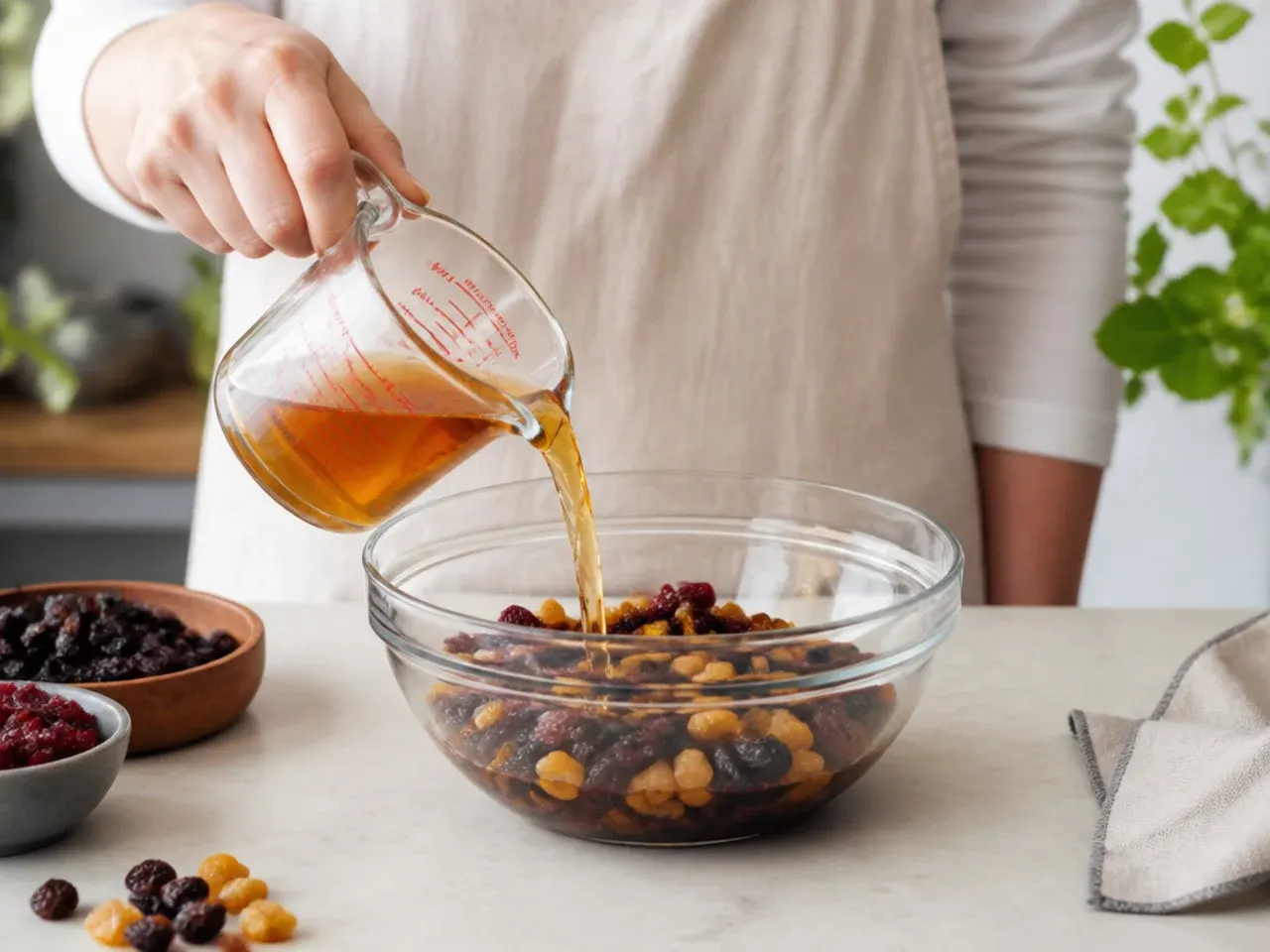 mini black cake — step 1: soak the fruit