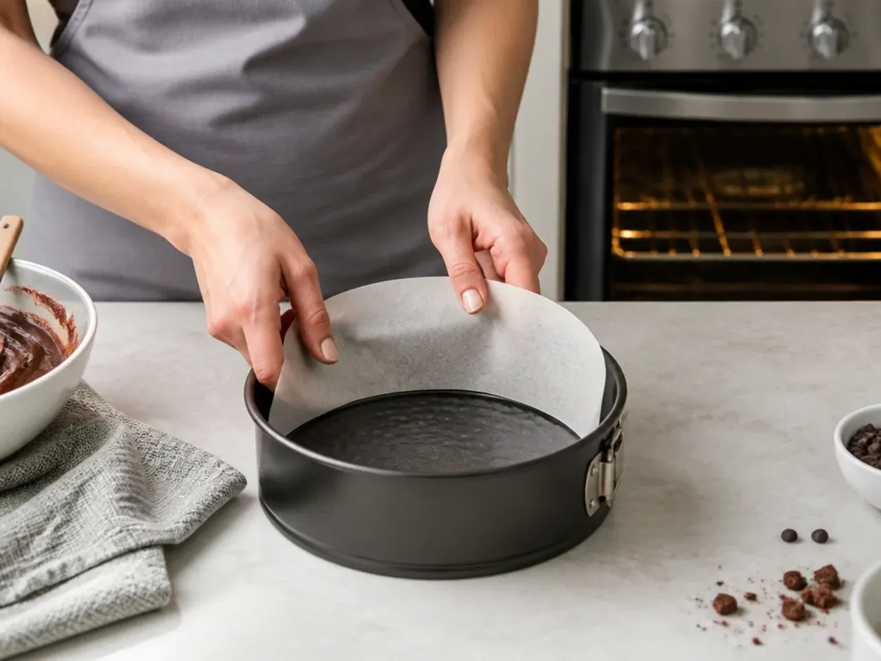 mini black cake — step 3: prep the tin and oven