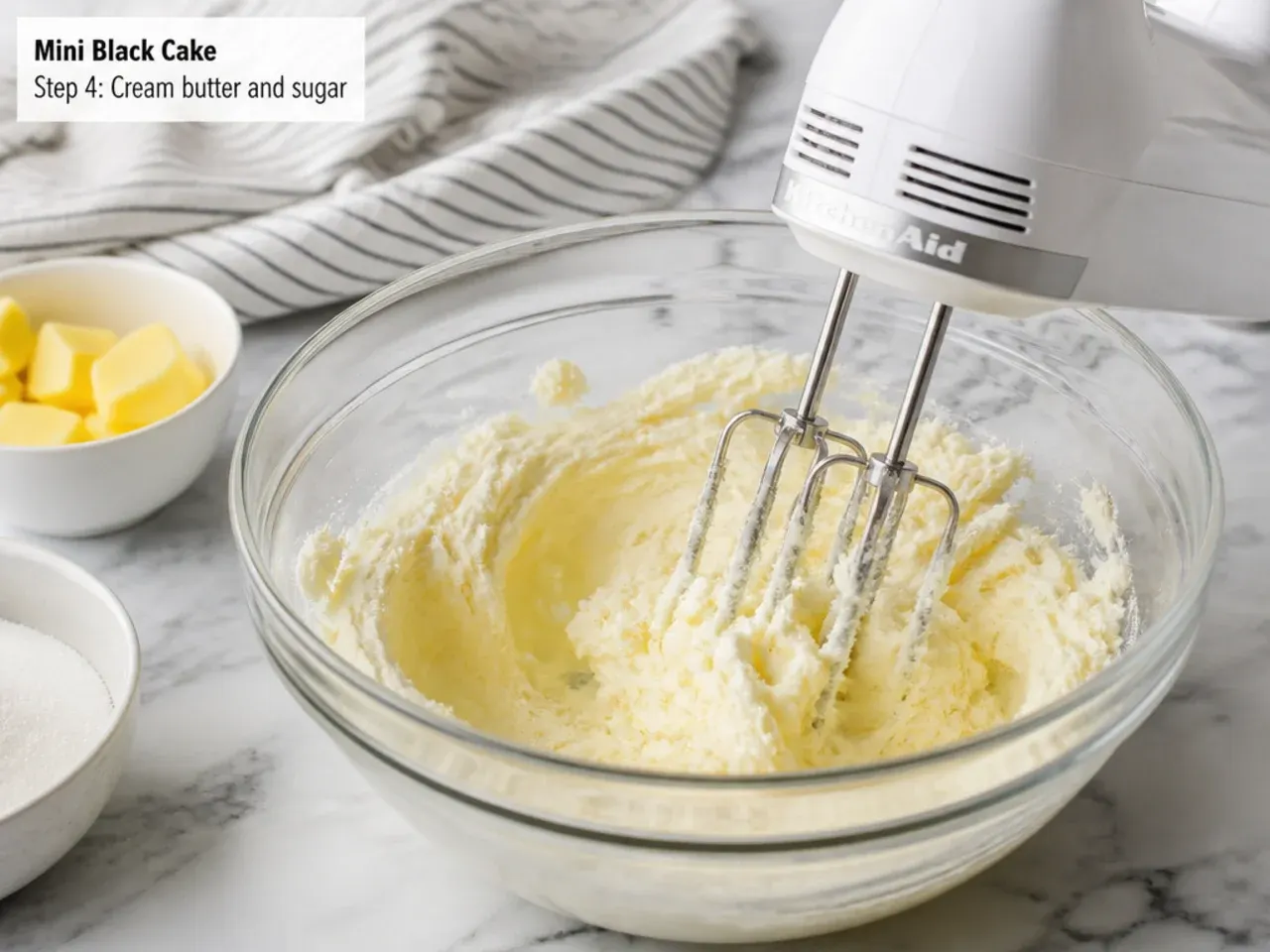 mini black cake — step 4: cream butter and sugar