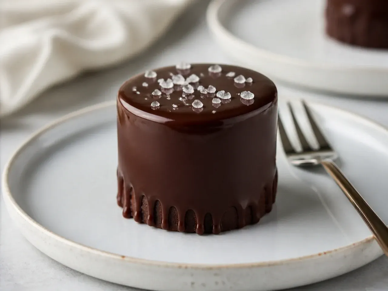 Easy mini black cake dipped in dark chocolate ganache with sea salt