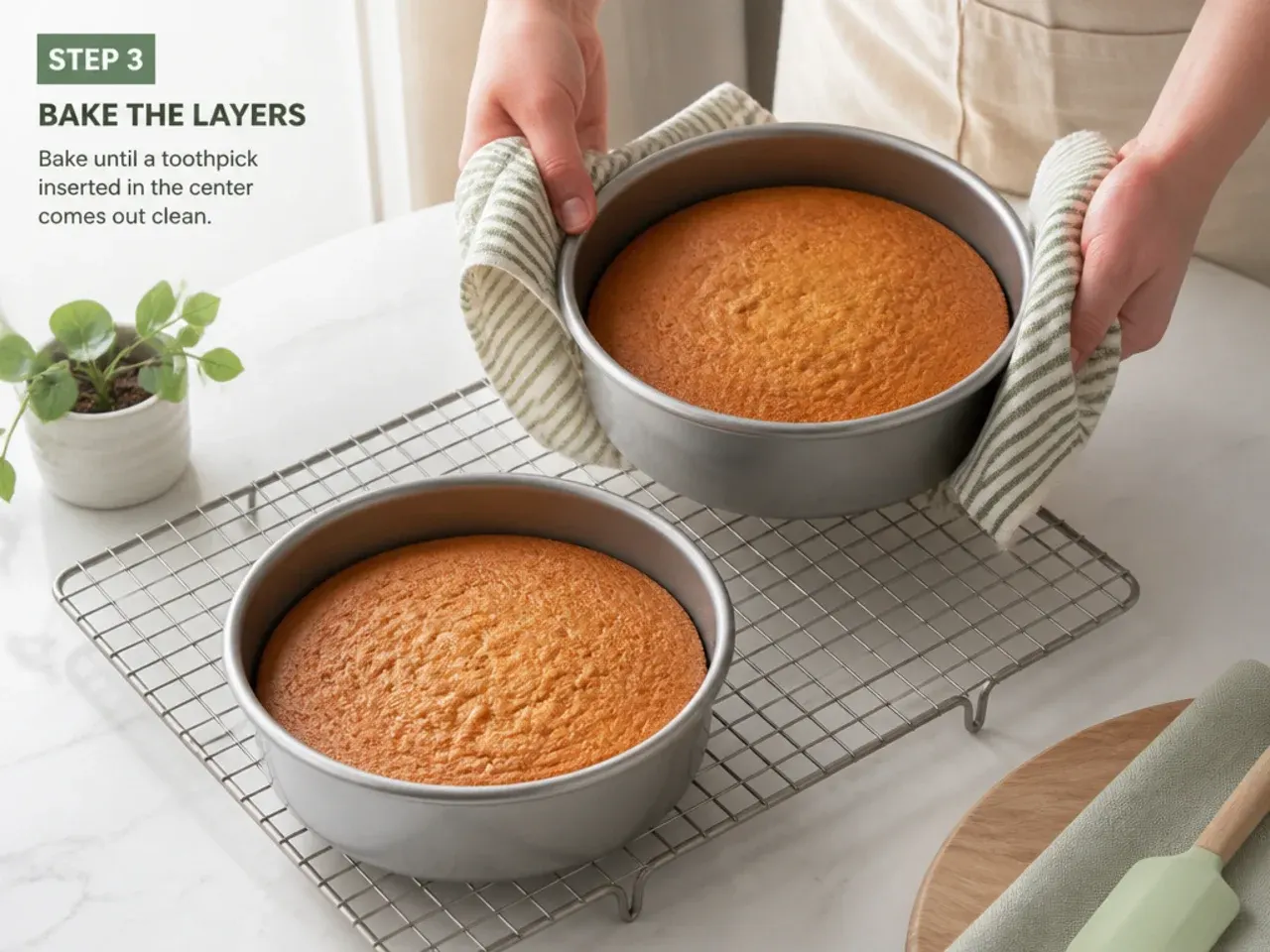 mini dinosaur cake — step 3: bake the layers