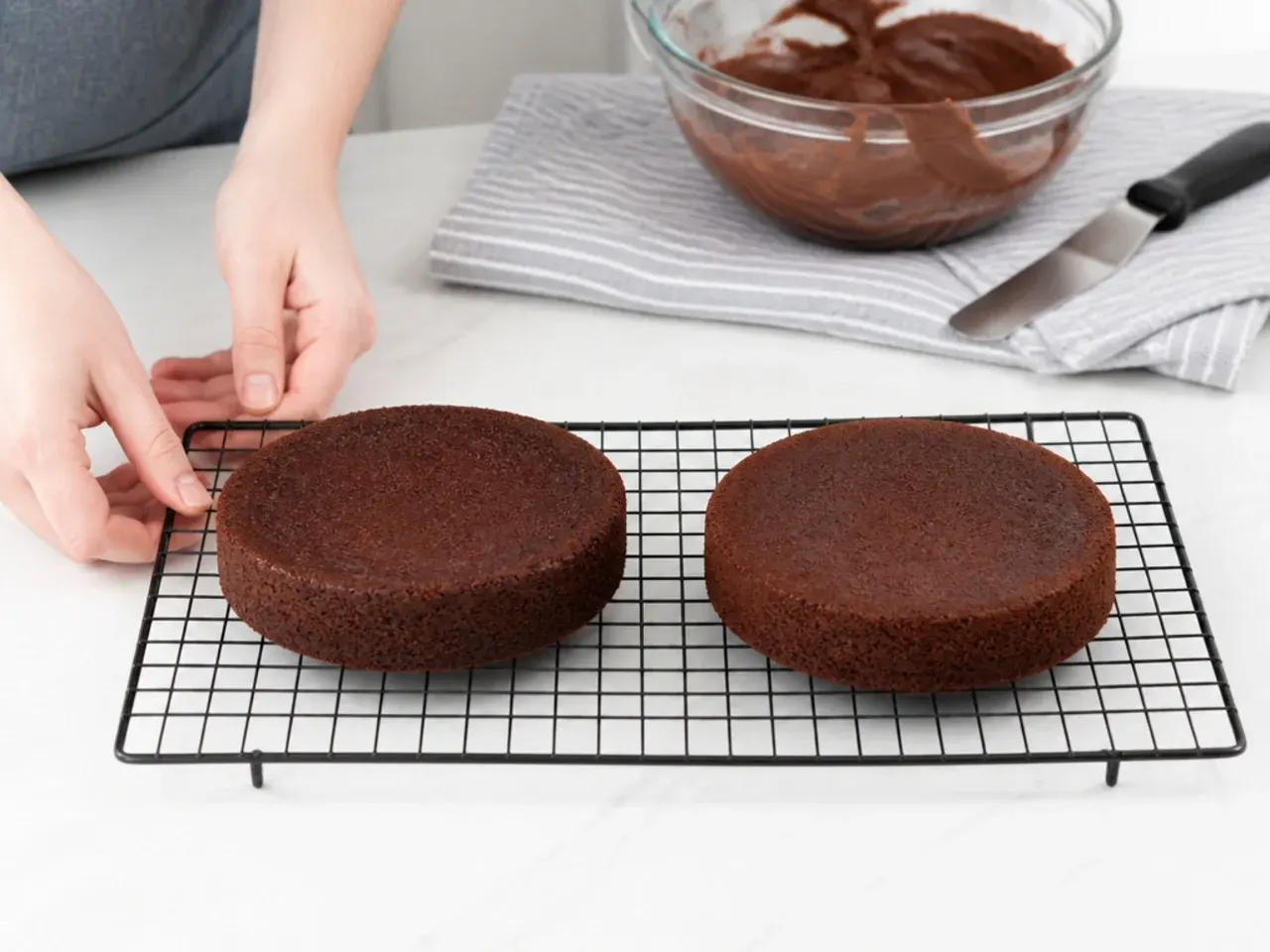 mini dinosaur cake — step 4: cool, level and chill